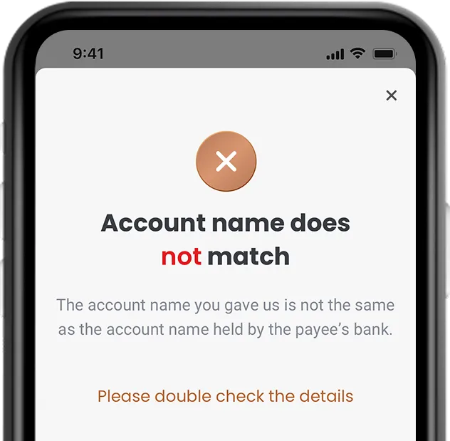 Confirmation of Payee App Screen